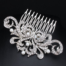 New Design Pearl Bridal Hair Jewelry Charm Silver Plated Crystal Hair Combs Hairpin Wedding Hair Accessories For Women XLL123