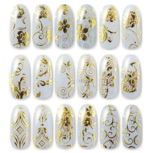 108 Types One Sheet Nail Gold Flowers Stickers For Nails Metal Decal 3D Nail Art Sticker Decorations Nail Sticker Flower 2511