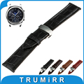 22mm Genuine Leather Watch Band for Samsung Gear S3 Classic Frontier Butterfly Buckle Strap Wrist Belt