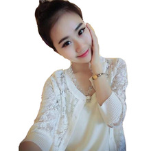 White color Summer Lace sexy Coat for women Sunscreen jacket lace coat Sun Proof See-through Mesh Jacket Woman Korean coat cloth