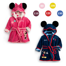 2016 New Cute Kids Children Pyjamas Robe Girls Boys Pajamas Soft Cartoon Mickey Minnie Bathrobe Sleepwear Baby Homewear Clothes