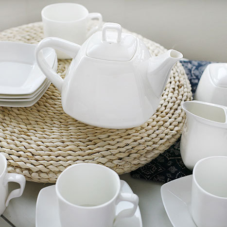 15 piece high grade pure white color bone china Coffee cup and saucer Korean style square
