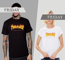 2016 summer thrasher t shirt Magazine Flame hip hop women&men fashion skateboard t shirt rock homme swag t-shirt streetwear