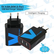 20pcs/lot 24W 4.8A 2 Port Home Travel Dual USB Wall Charger AC Power Adapter For iPhone 6/6 Plus iPod Andriod Tablets_DHL