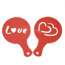 Free Shipping New Hot Creative Coffee Barista Stencils Template Strew Pad Duster Spray Art
