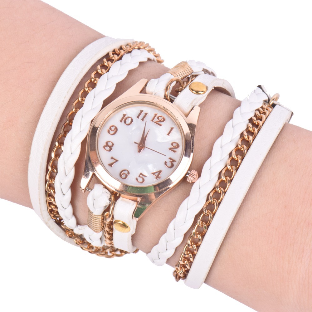 lackingoneDigital Watch Hot Buy Korean Fashion Retro Bracelet Watches Woman Casual Knit Long Leather Quartz Watch