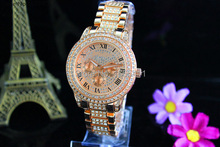 2015 nuevos Kors de moda mujeres del reloj dorado aleación del cuarzo de lujo marca de relojes digitales hombres mujer hombre calendario reloj de pulsera de diamantes D01