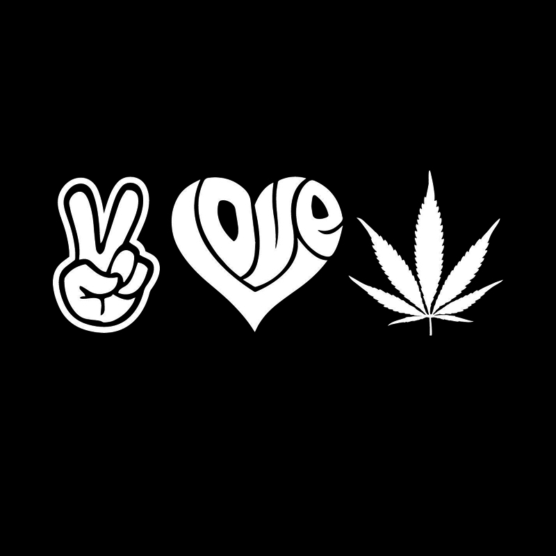 18*6.6cm Peace Love Weed Decal Window Bumper Sticker