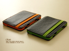 2014 South Korea magic wallet New Mens MAGIC MONEY clips for men purse orange & green size 10cm*7cm*0.8cm