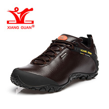 XIANG GUAN Woman Hiking Shoes Women Leather Trekking Boots Coffee Sports Climbing Mountain Shoe Trend Outdoor Walking Sneakers