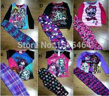 new girls Cartoon winter Monster School suit t-shirt+leggings 2pcs ever after high pajama suits baby Kids sleepwear Sets
