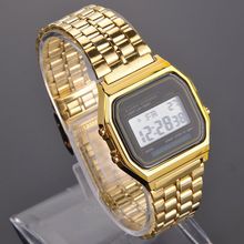 Luxury Gold Watch Metal 80 s Fashion Vintage Digital Watch Display Date Alrm Stopwatch Retro Watch
