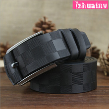 2015 new 100 high quality men s leather belt men s plaid casual fashion belt luxury