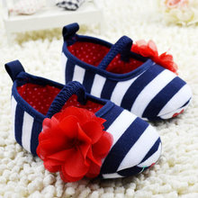 Infant Toddler Stripe First Walkers Flower Crib Shoes Soft Sole Kid Girls Baby Shoes Prewalker For