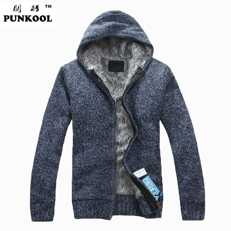 2015 Wool Cardigan Men winter thickenss velvet warm men's sweater long sleeve hooded sweater men free shipping 68