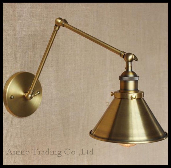 Style Decorative Wall Sconces Swing Arm Bedside Lamp Modern Brass Bronze plated Wall Light Fixtures metal lampshade