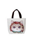 Lovely Print Canvas Large Shoulder Bag Wear resisting Smarty Cat Print Tote Women Hand held Bag