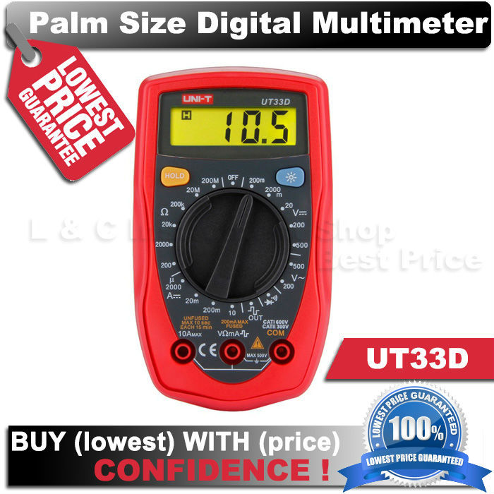 Auto Range UNI-T UT33D Palm Size LCD Pocket Digital Multimeter UT-33D Handheld Multimeter free shipping