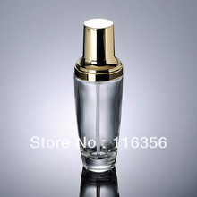 100ml transparent glass lotion bottle with gold pump for Cosmetic Packaging