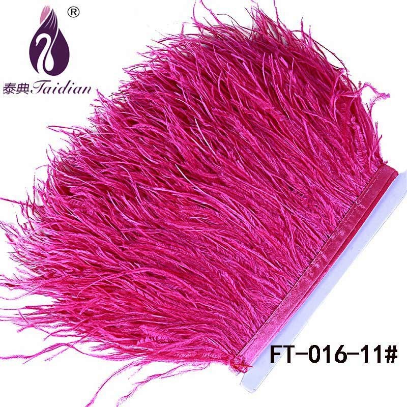11# pink Available Ostrich Feather Trimming Length Fringe Trim Handmade Black Plumas Ribbon for Sewing Crafts