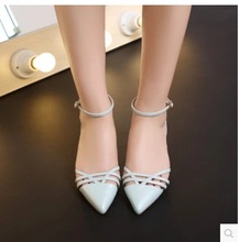 Lady sexy Cut outs Buckle leather Pointed toe big size 4 12 Closed thin Med high