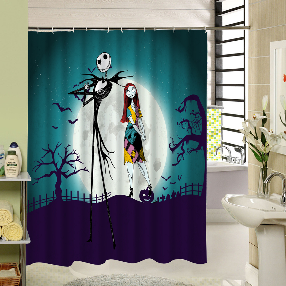 The Nightmare Before Christmas 3D Print Jack Shower Curtain Waterproof Bathroom 