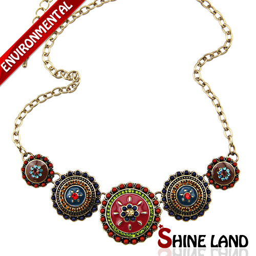Collares Fashion 2015 Hot Sale Women Bohemia Style Enamel Beads Flowers Choker Chains Statement Necklace Ethnic