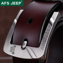 AFS JEEP Men’s leather belt youth outdoor leisure needle buckle leather belt