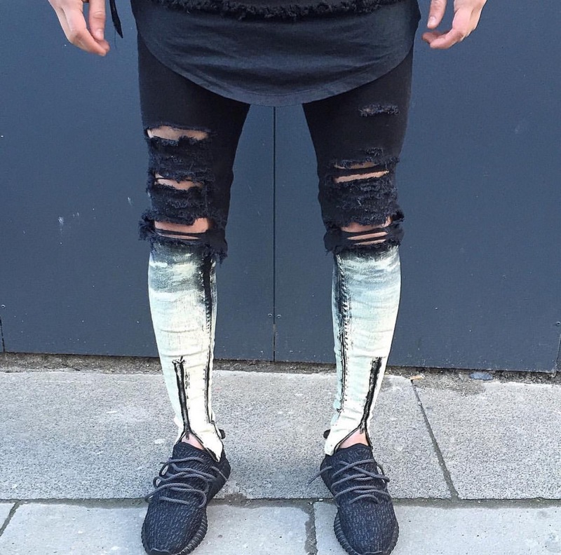 black pants with holes in knees