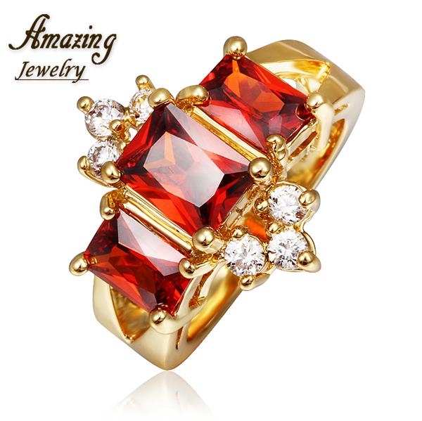 Free shipping brand new Fashion Jewelry big crystal CZ diamond ruby crown wedding 18K rose Gold