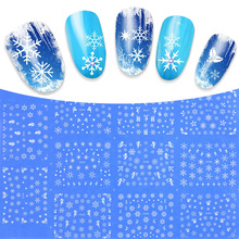 11 PC One Sheet Beauty Nail Art Christmas Snowflake Nail Stickers For Nails Water Transfer Decals