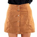 2016 Women Skirts Sexy Faux Suede Skirts Vintage A Line High Waist Bodycon Button Short Mini