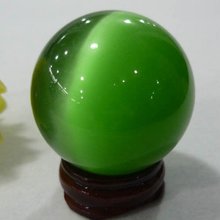 Cat’s Eye Crystal Ball Orb Sphere 40mm display-Green free shoping