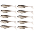 10 Pcs Soft Silicone Tiddler Bait Fluke Fishing Saltwater Fish Lure Bass Tool