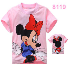 2016 New Arrivals Free Shipping Girl’s Summer T-shirt cartoon MINNIE MOUSE 100% cotton