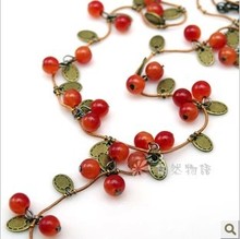 RN-0331 Fashion Korean fashion vine red cherry necklace(Min order =$10)
