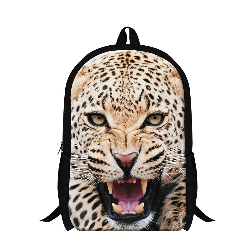 leopard New 16-inch Animal Backpack 3D leopard Print schoolbag for kids, Cool Leopard Backpack boys primary school childred 