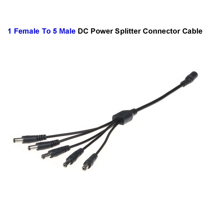 1 Female DC Power Connector To 5 Male DC Power Connector Wire Splitter Adapter Cable For CCTV LED Strip Light