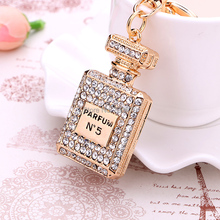 llaveros gift charm Crystal perfume bottle keychain chaveiro fashion gold-plated key chain ring holder women bag&car accessories