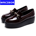 Patent leather platform Flat Oxford Shoes Woman flats 2017 fashion Brogue Oxford shoes women Flat Heel