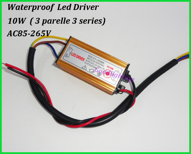 Free shipping Waterproof led driver 10W AC85-265V 3 parallel 3 series 600mA for outdoor led lamp IP67 Waterproof
