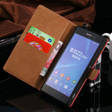 Vintage Wallet With Stand Genuine Real Leather Case for Sony Xperia Z2 C770x Retro Phone Accessories