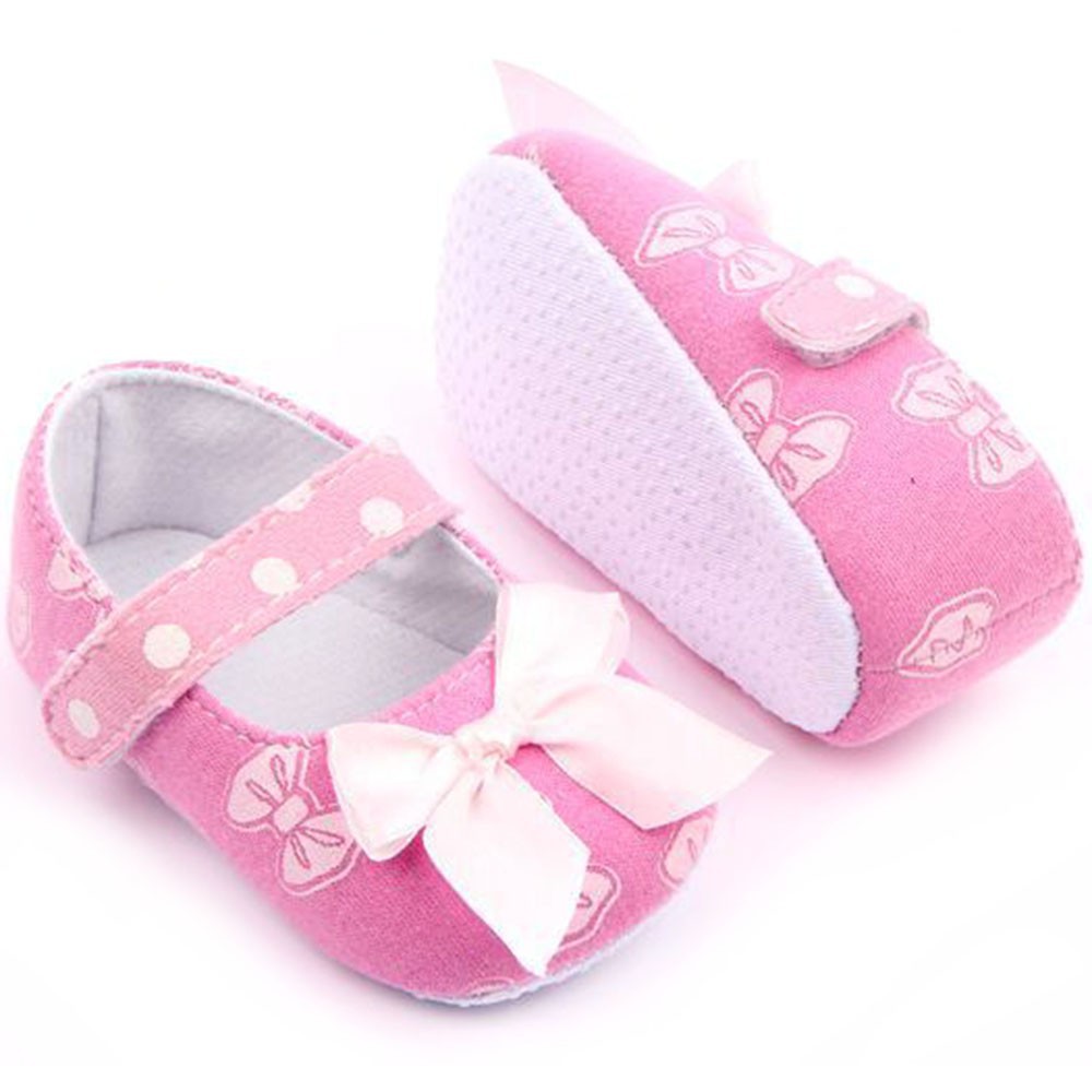Baby Girls Kid Cute Pink Prewalker Soft Cotton Bowknot ...