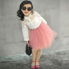 Wholesale(5pcs/lot)-2016 spring lace cotton white shirt for child 4505 girl