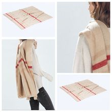 za 2016 font b Tartan b font Scarf Winter Plaid Scarf Beige Women Cozy Checked Blanket
