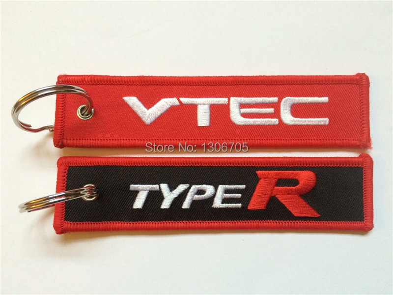 EM-1583 Embroidered fabric Type R VTEC Honda Civic FN2 Integra Keyring Keychain.JPG