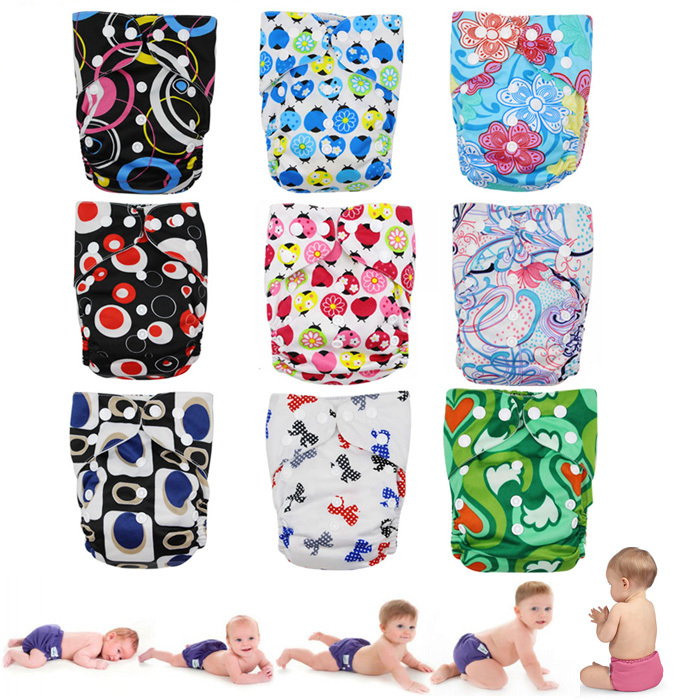Good Multicolor Reusable Baby Diapers One Size Snap Cloth Baby Diapers Non Disposable Nappies for 8