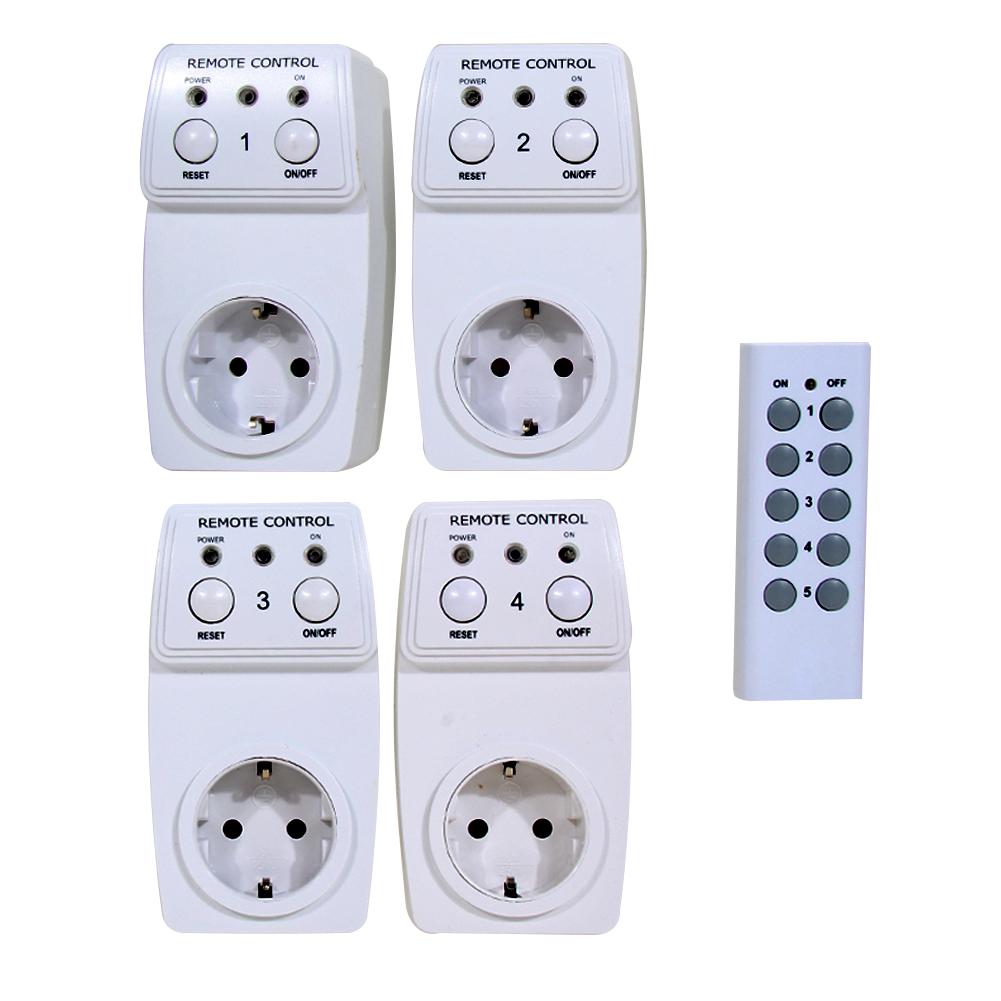 4pcs Wireless Remote Controlled Socket Electrical Plugs & Adaptors Support Manual and Remote EU Plug