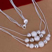 Free shipping factory price top quality 925 sterling silver jewelry necklace 18inch fashion beads necklace pendant SMTN020