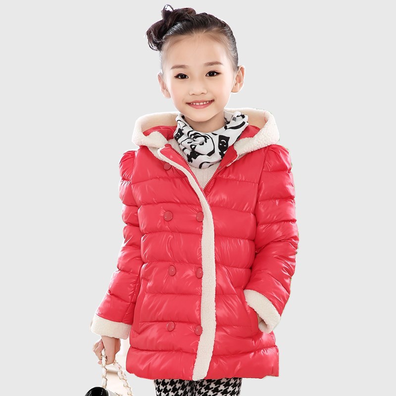 Children Outerwear Warm Windproof Winter Hooded Double Breasted Baby Girls Down Coats Child Down Jackets Kids Clothes For 2-8T